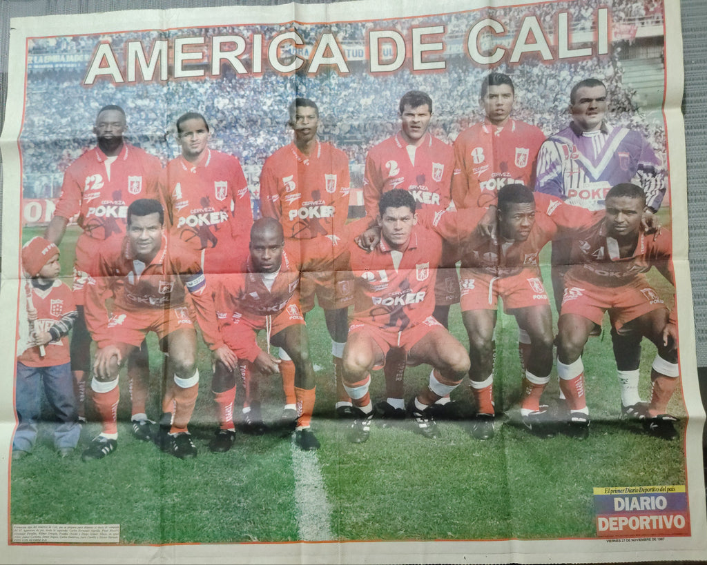 Póster de Periódico Vintage (1997) – Equipo América de Cali – Memorabilia Deportiva de Segunda Mano