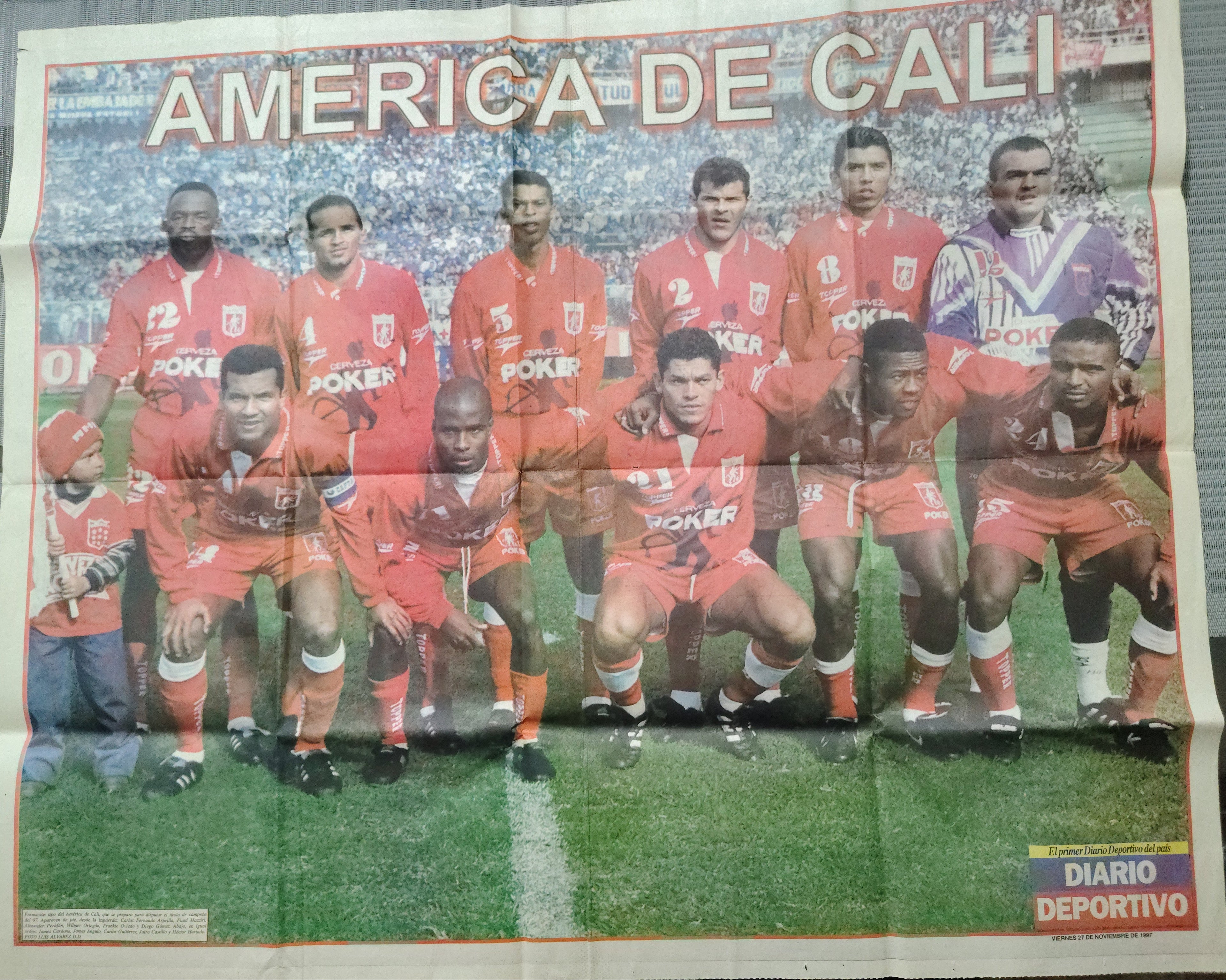 Póster de Periódico Vintage (1997) – Equipo América de Cali – Memorabilia Deportiva de Segunda Mano
