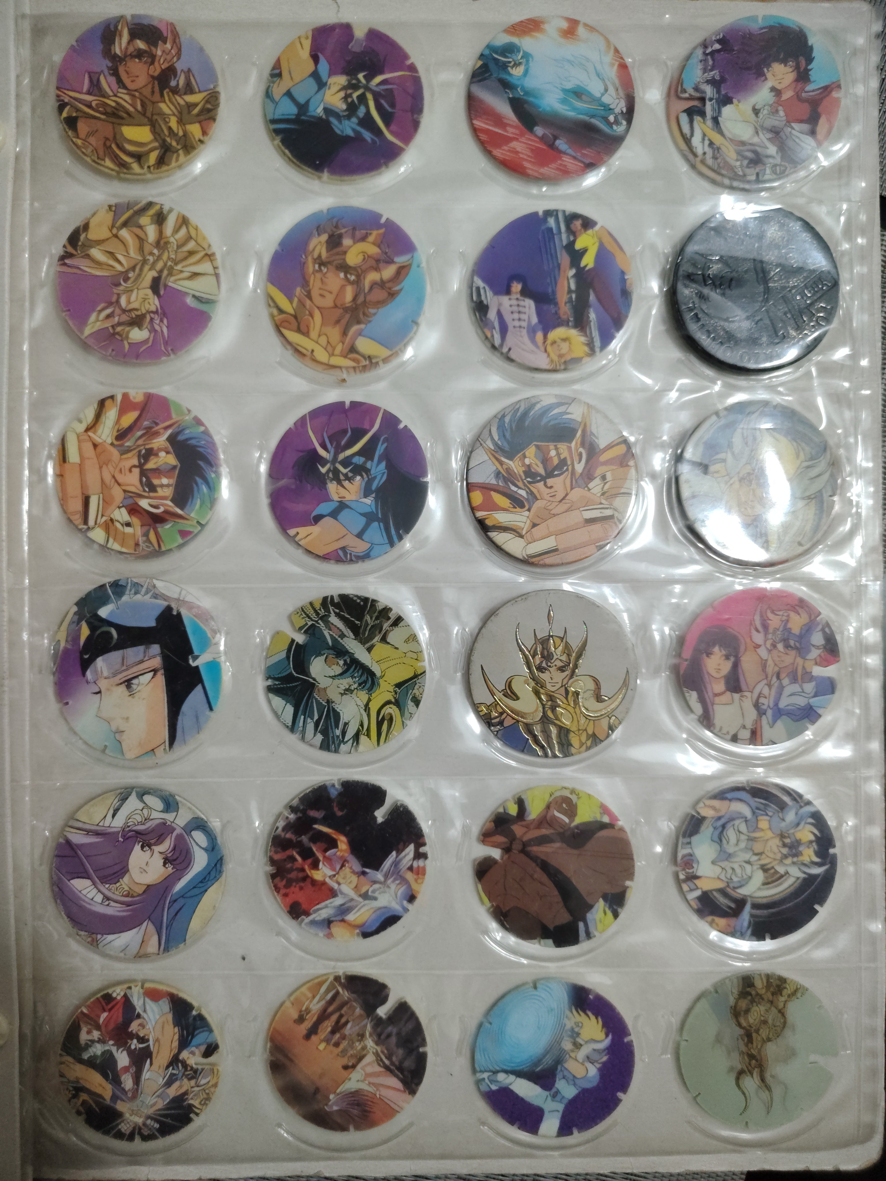 Colección Tazos Caballeros del Zodiaco + Álbum Original Jack’s Snacks Vintage
