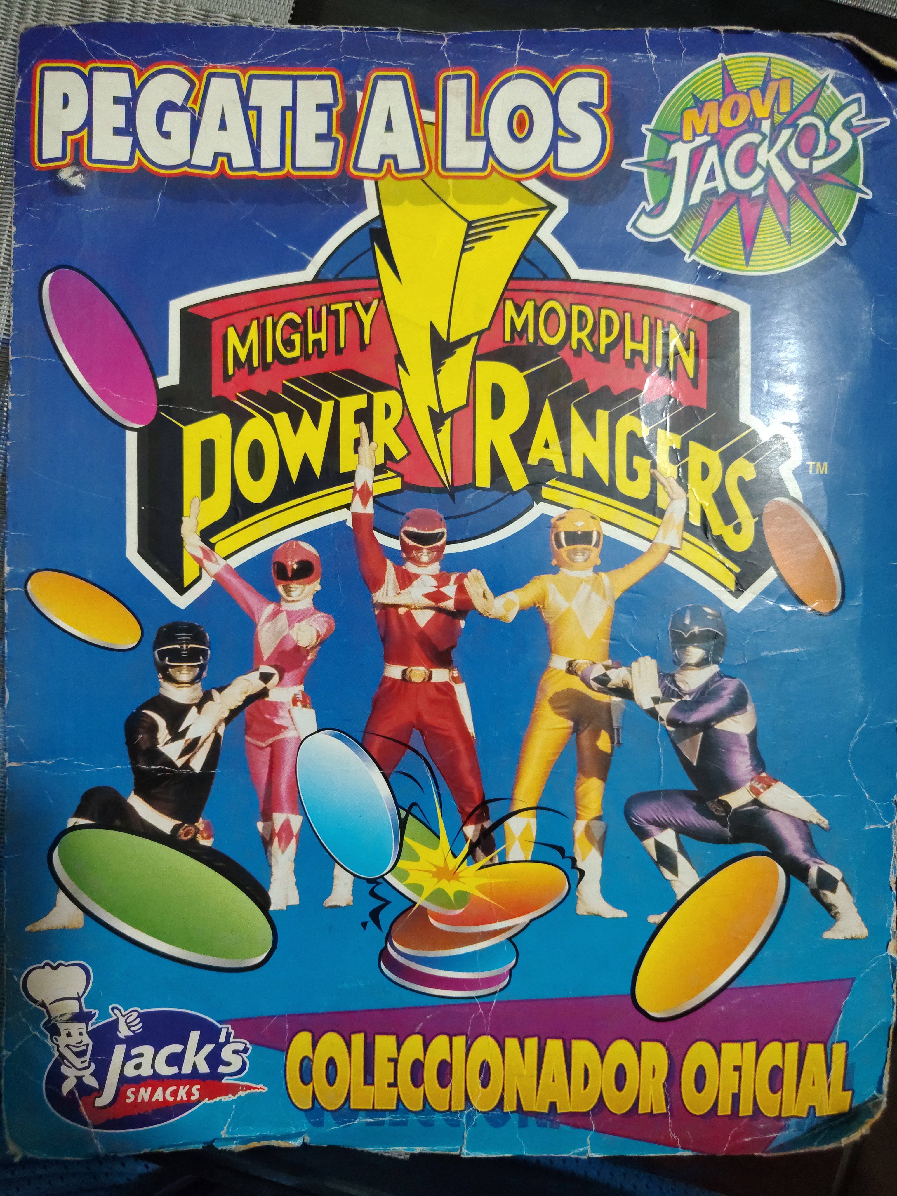Colección Tazos Power Rangers + Álbum Original Jack’s Snacks Movi Jackos Vintage