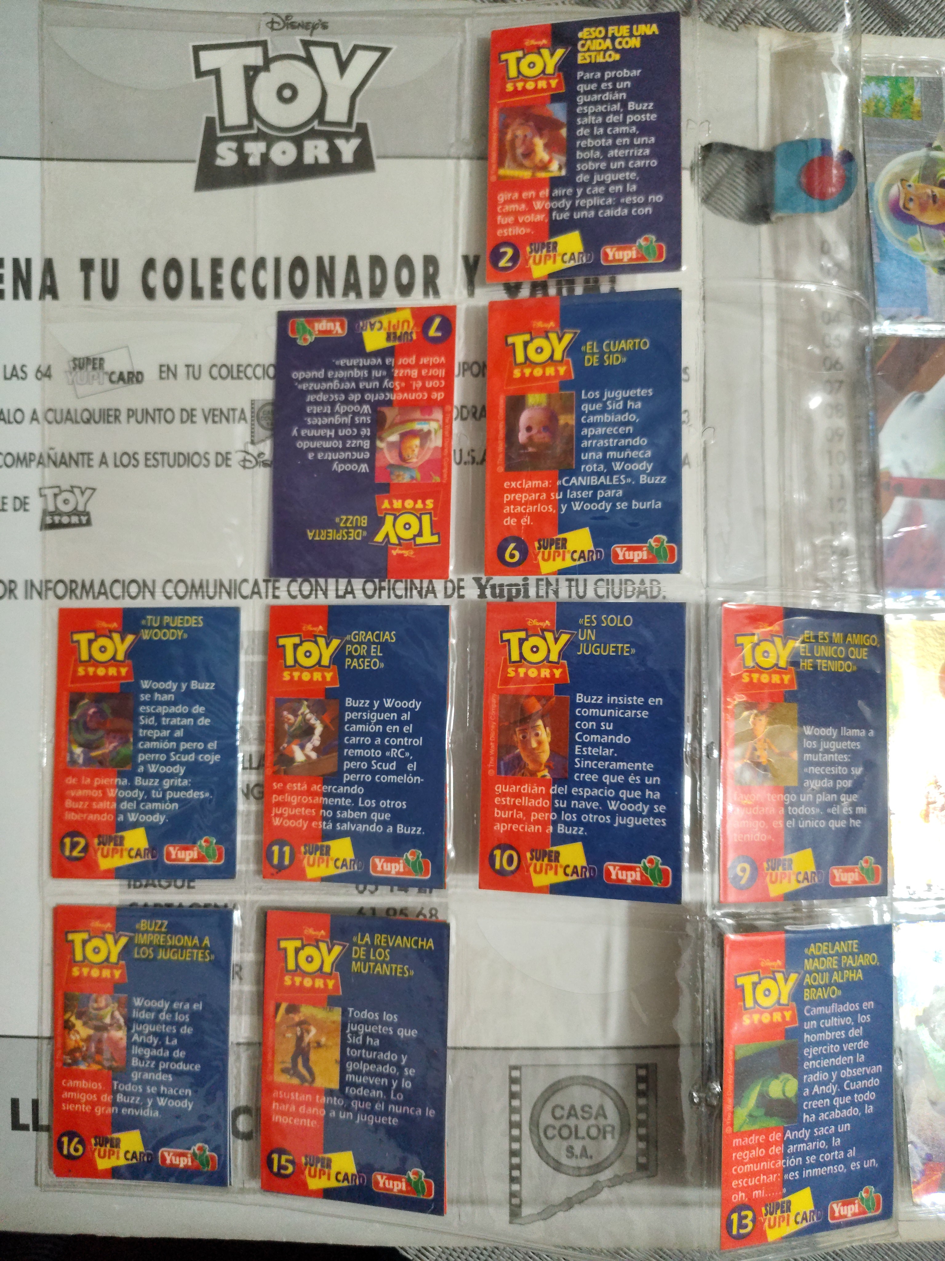Álbum Toy Story Super Yupi Card + Tarjetas Originales Disney Pixar Colección Vintage