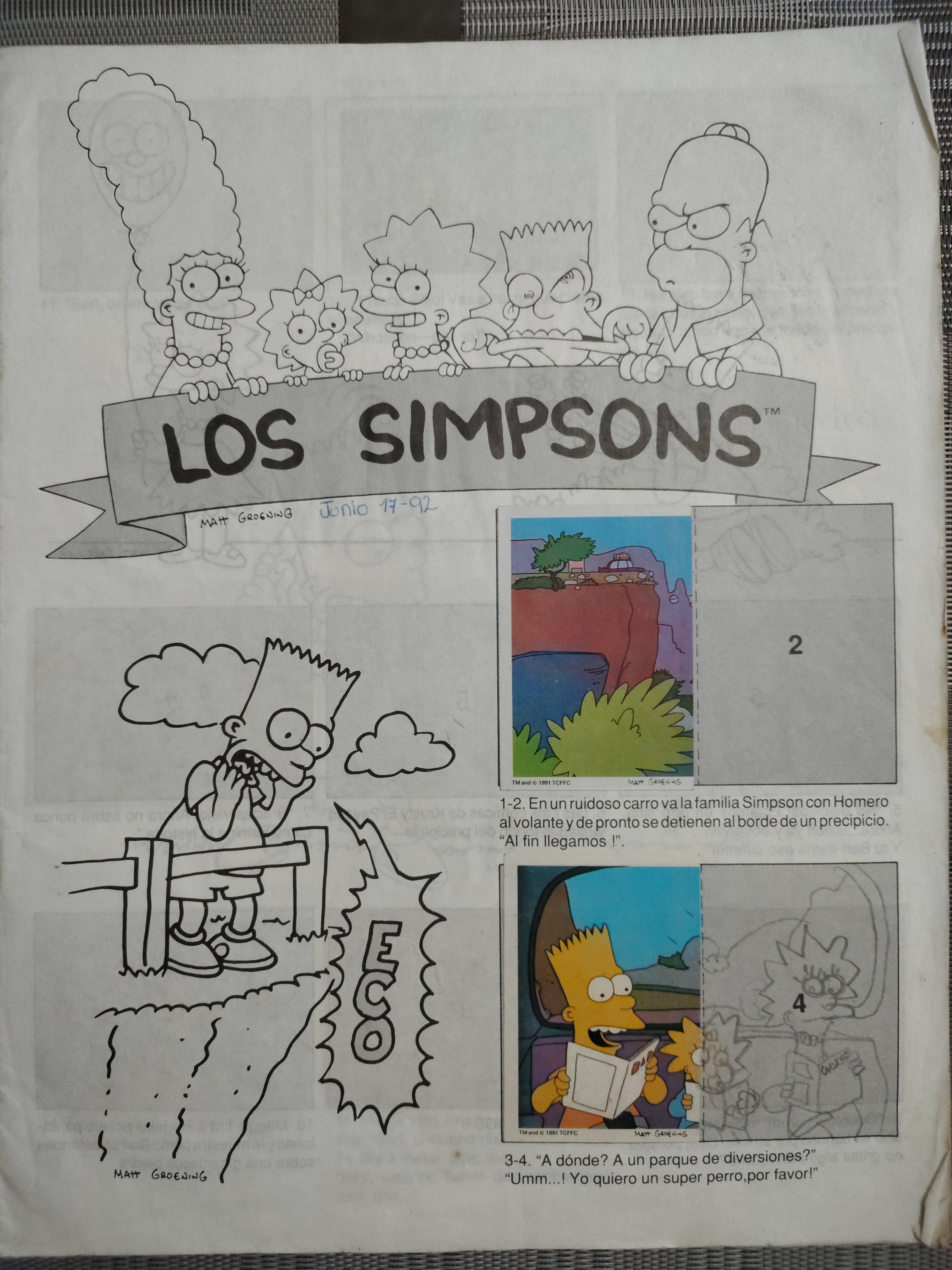 Álbum de Láminas Incompleto (1992) – Temática Los Simpsons (Edición Colombia) – Artículo Vintage para Restaurar / Segunda Mano