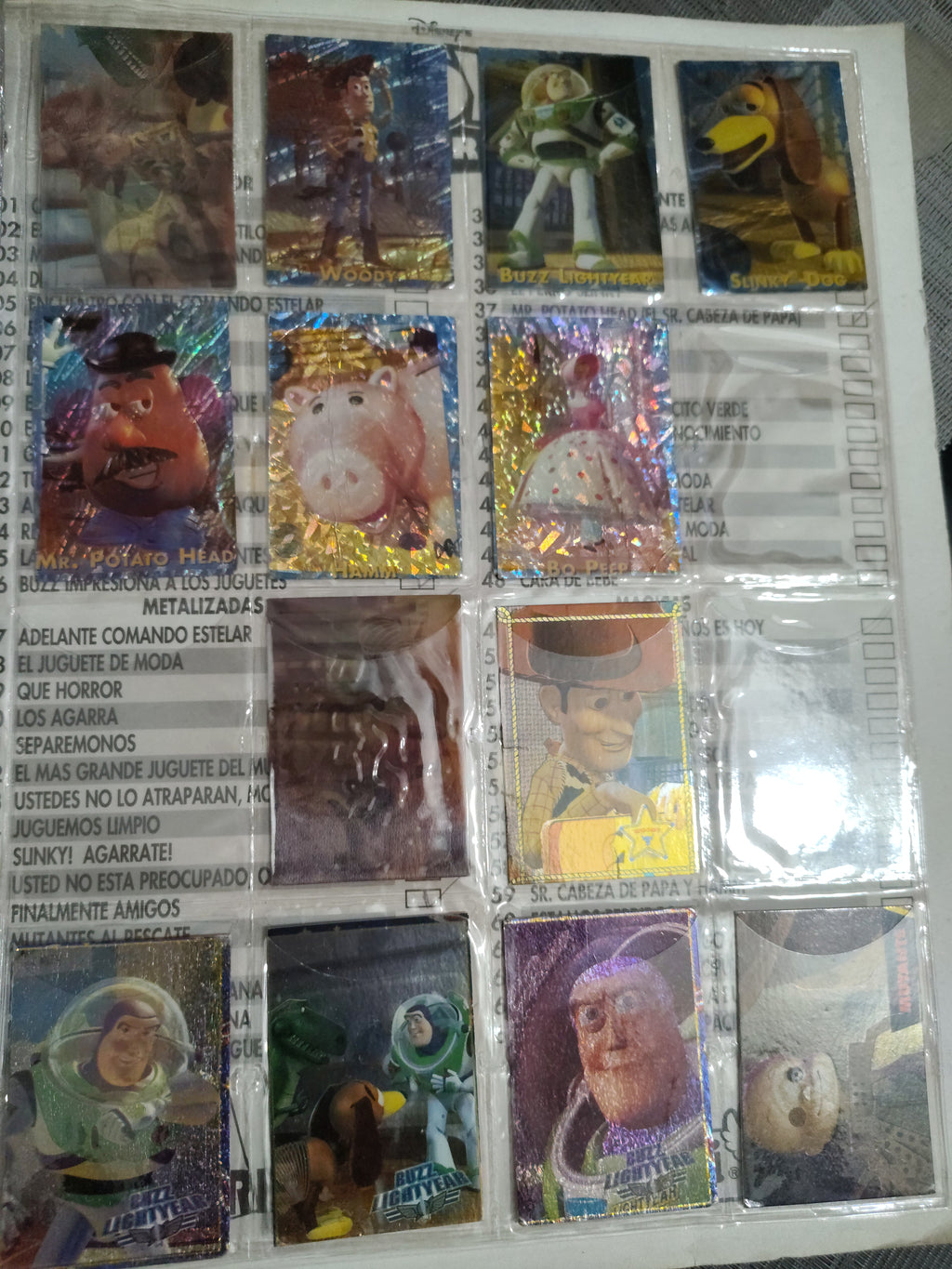 Lote Álbum y Tarjetas Incompleto (Vintage 90s) – Temática Toy Story "Super Yupi Card" – Artículo de Colección / Segunda Mano