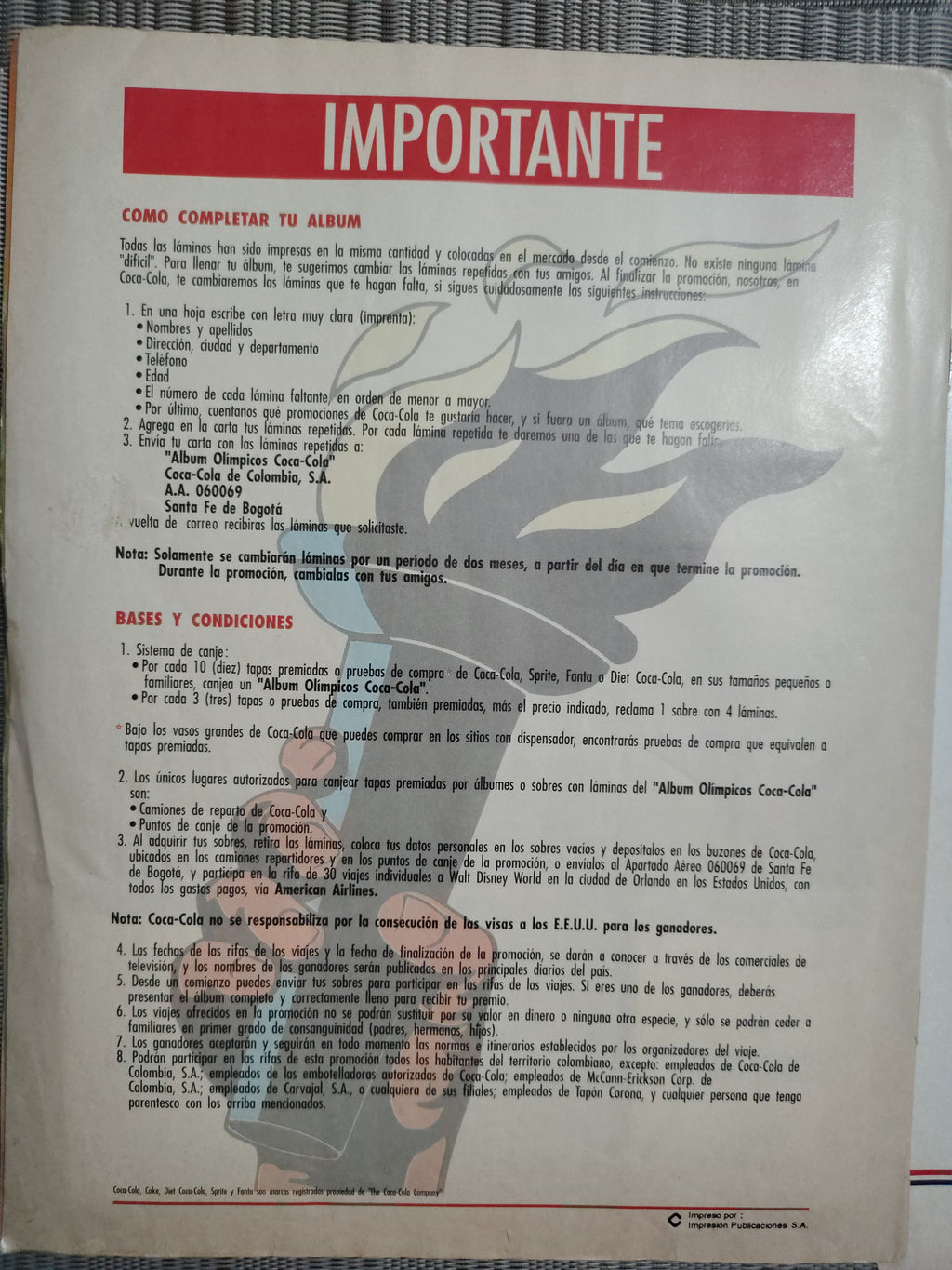 Lote de 2 Álbumes Incompletos (Años 90) – Temática Olimpiadas 92 y Trajes Típicos (Promocionales Retro) – Segunda Mano
