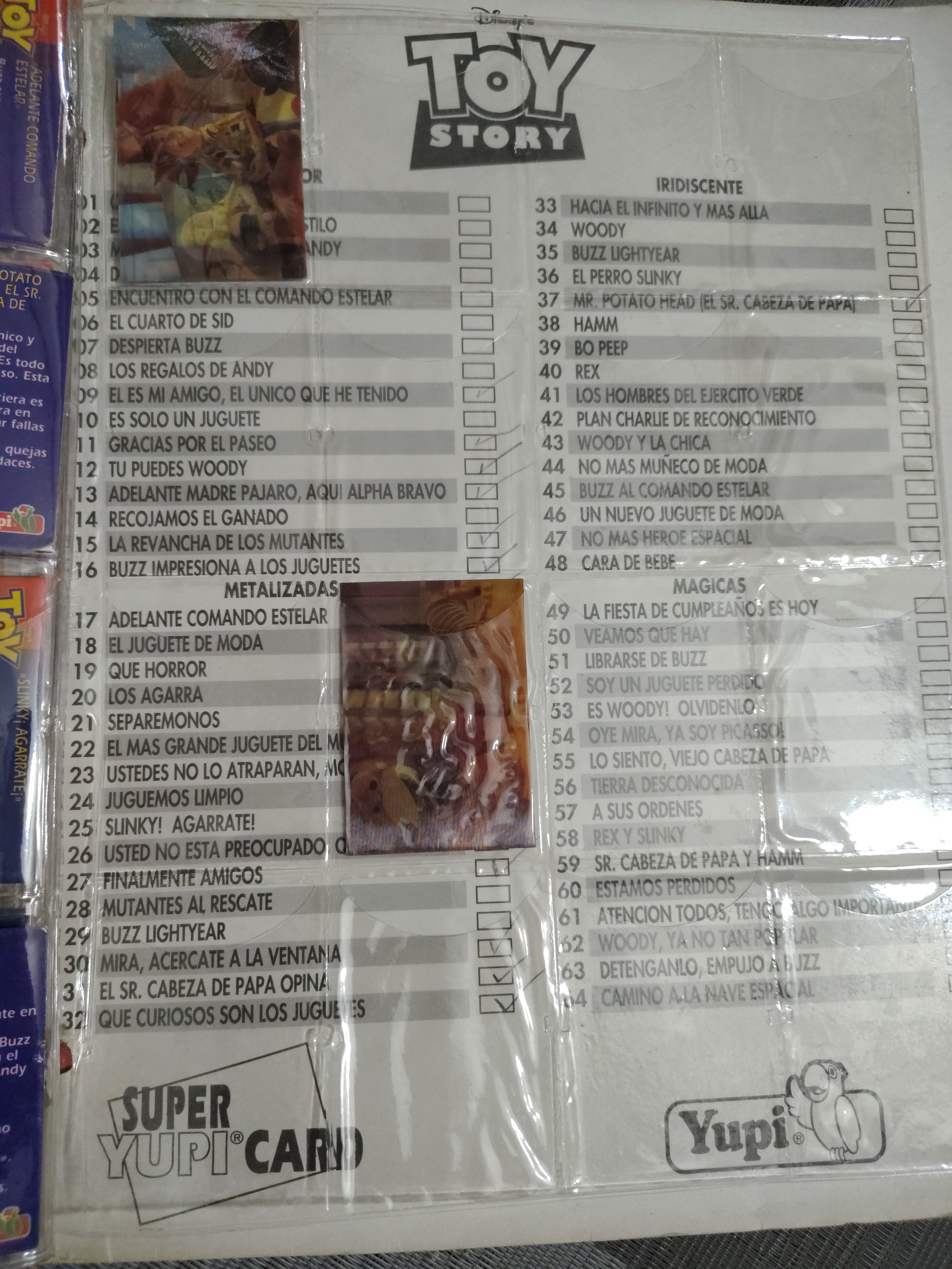 Lote Álbum y Tarjetas Incompleto (Vintage 90s) – Temática Toy Story "Super Yupi Card" – Artículo de Colección / Segunda Mano